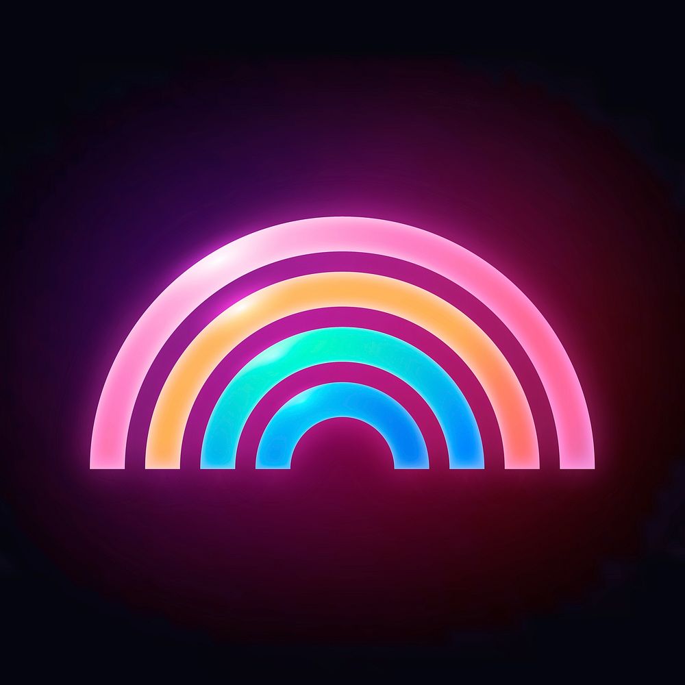 Rainbow icon, neon glow design vector