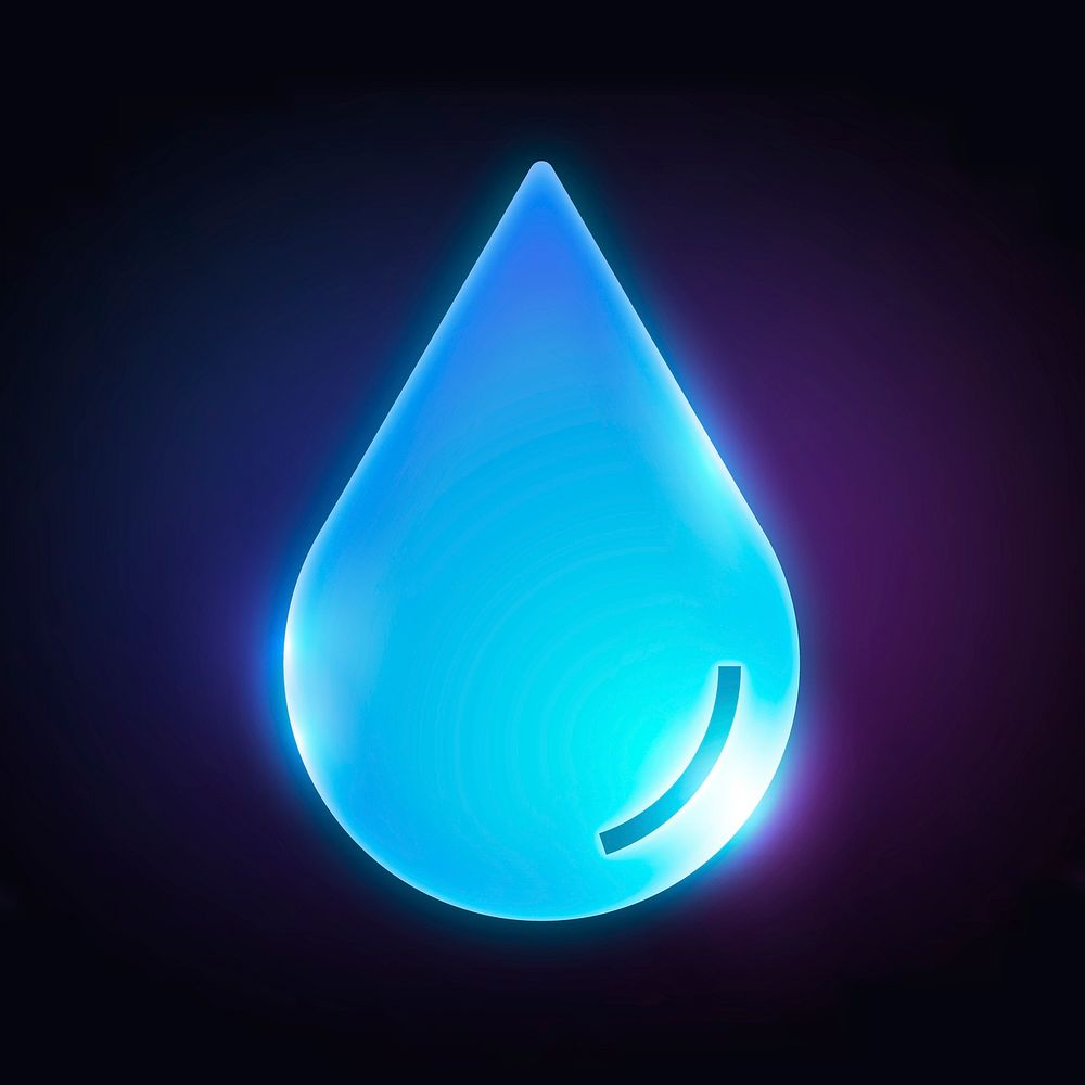 Water drop, environment icon, neon glow design