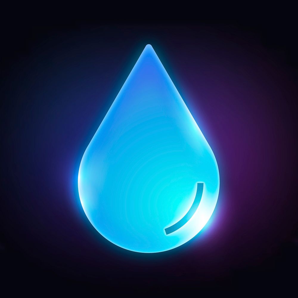 Water Drop, Environment Icon, Neon 