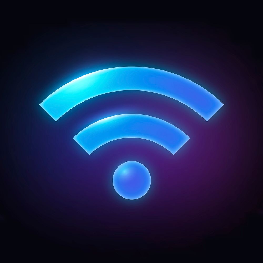 Wifi network icon, neon glow design psd