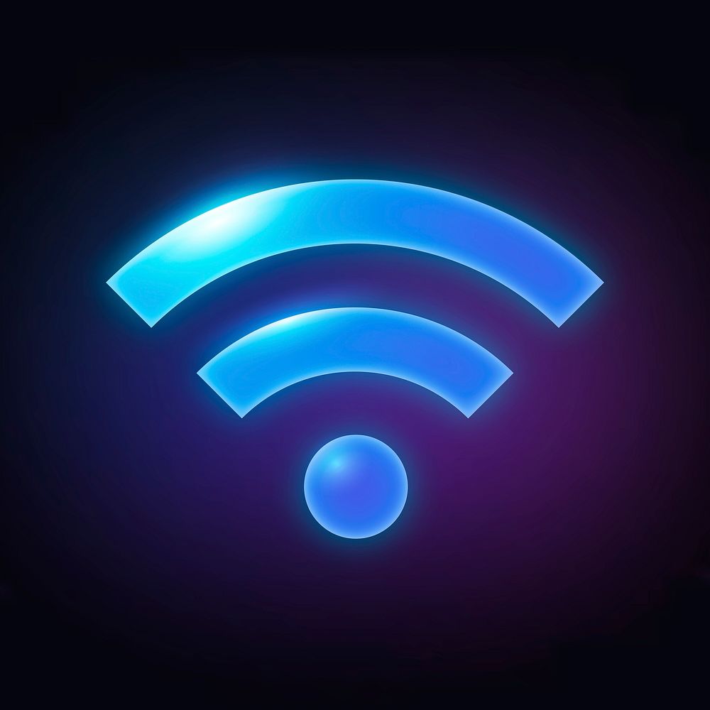 Wifi network icon, neon glow design