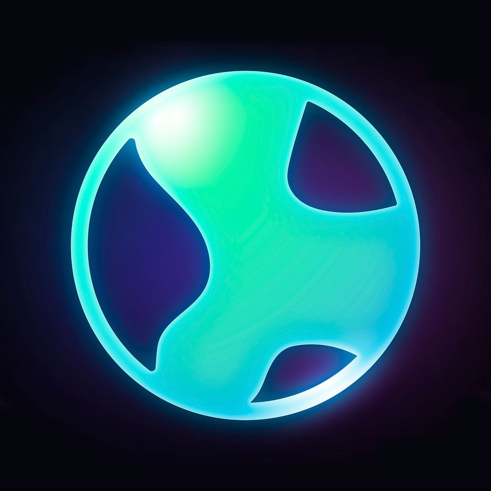 Environment globe icon, neon glow design psd