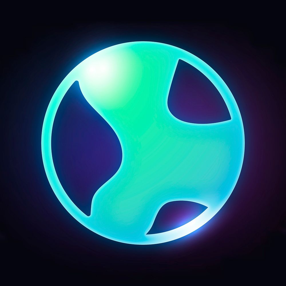Environment globe icon, neon glow design vector
