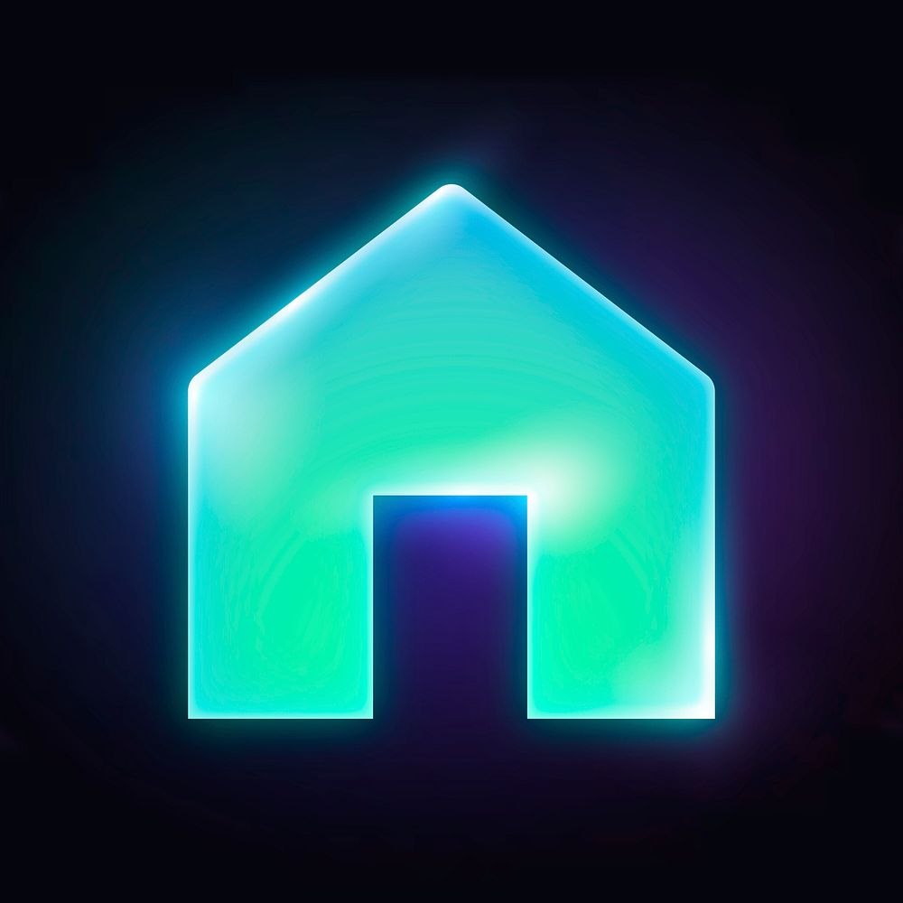 Home icon, neon glow design psd