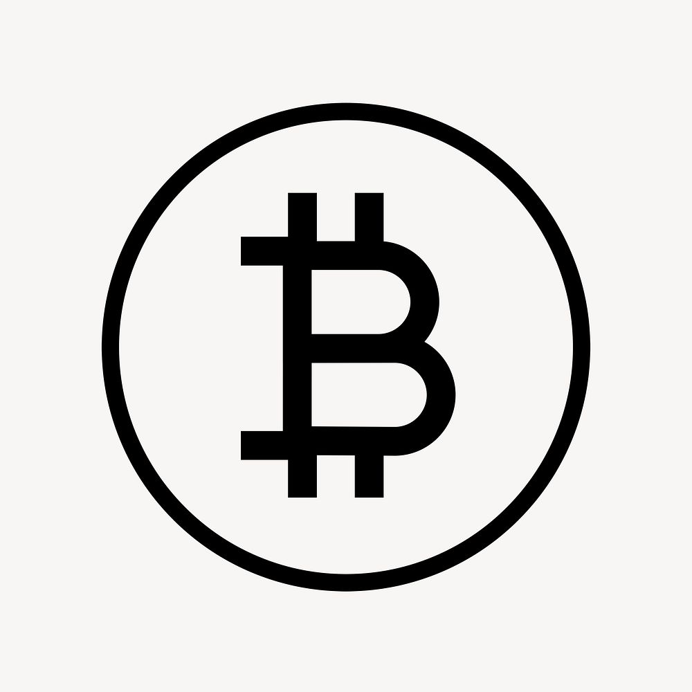 Bitcoin cryptocurrency line icon, minimal design psd