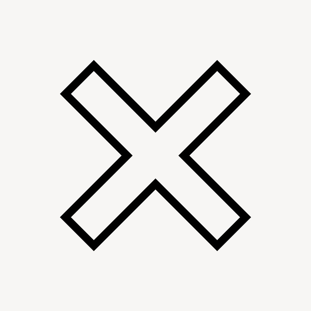 X mark line icon, minimal design