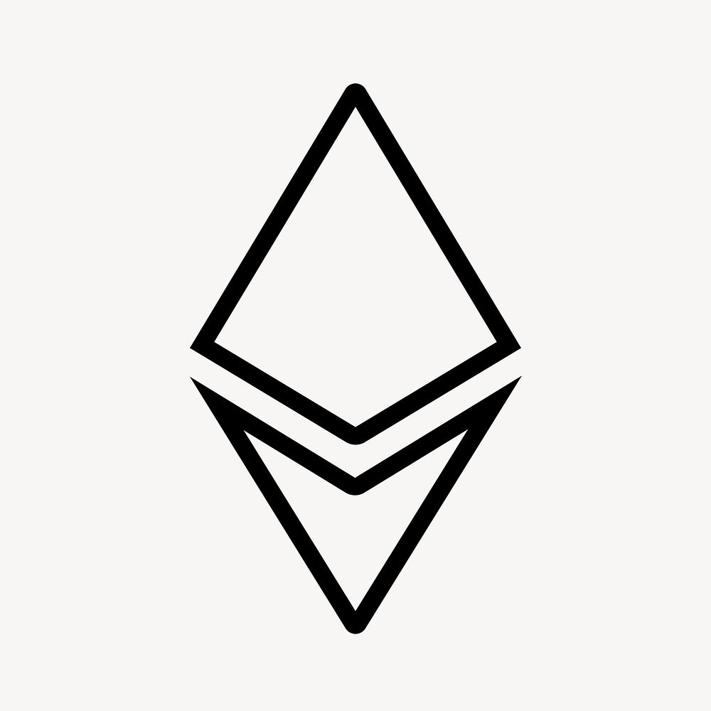 Ethereum cryptocurrency line icon, minimal design psd