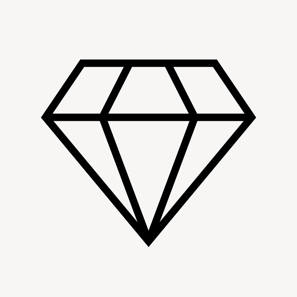 Diamond shape line icon, minimal design psd