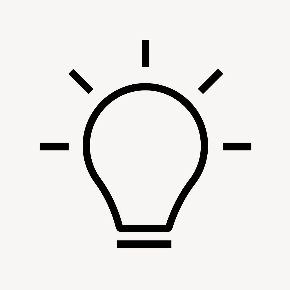 Light bulb line icon, minimal design psd