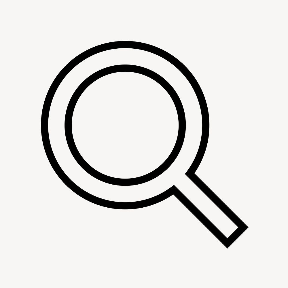 Magnifying glass, search line icon, minimal design psd