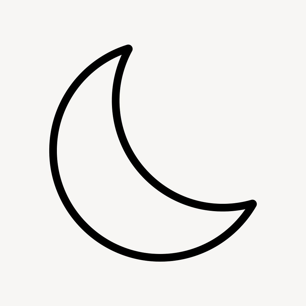 Crescent moon line icon, minimal design