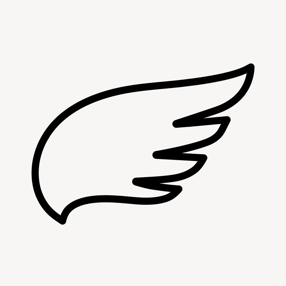 Line art wing icon, minimal design vector