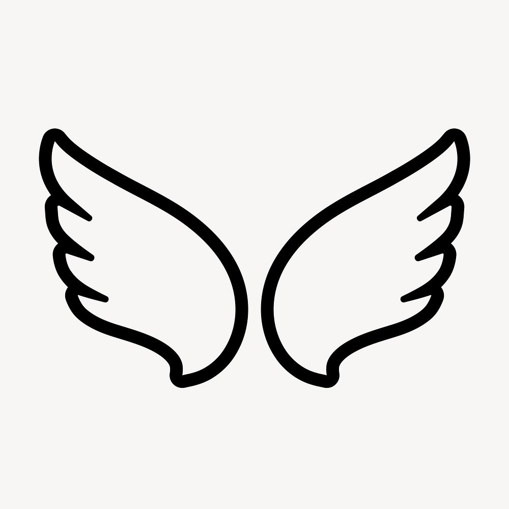 Line art wings icon, minimal design psd