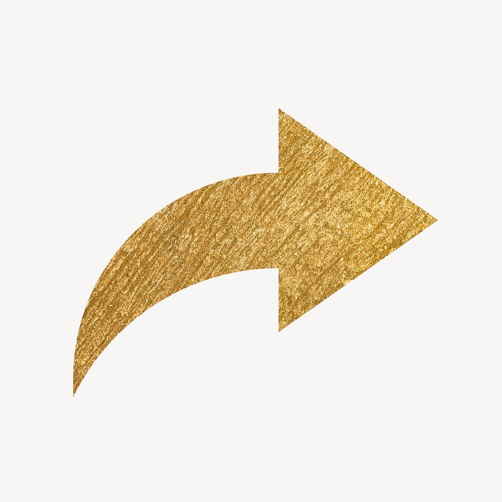 Arrow icon, gold illustration psd