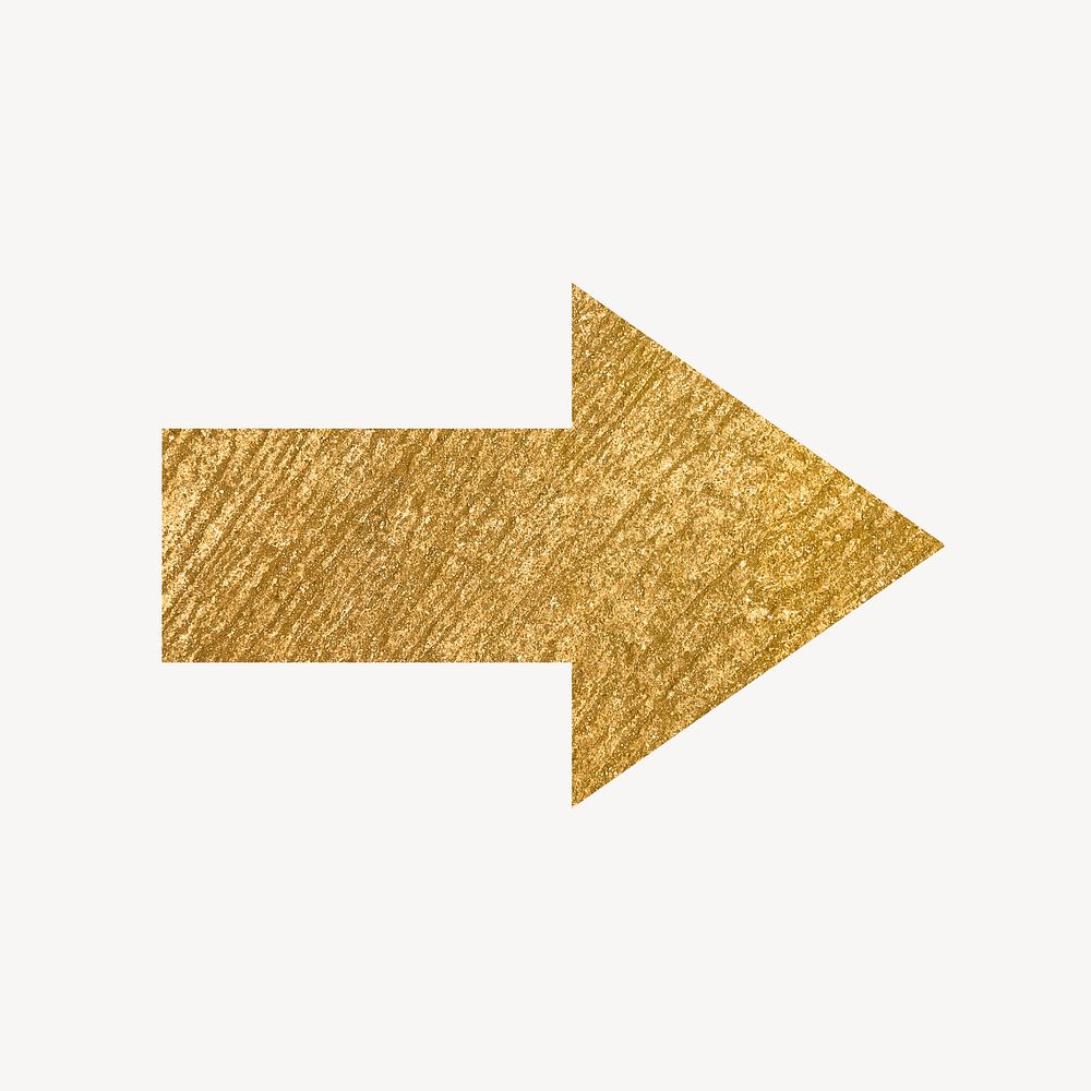 Arrow icon, gold illustration psd