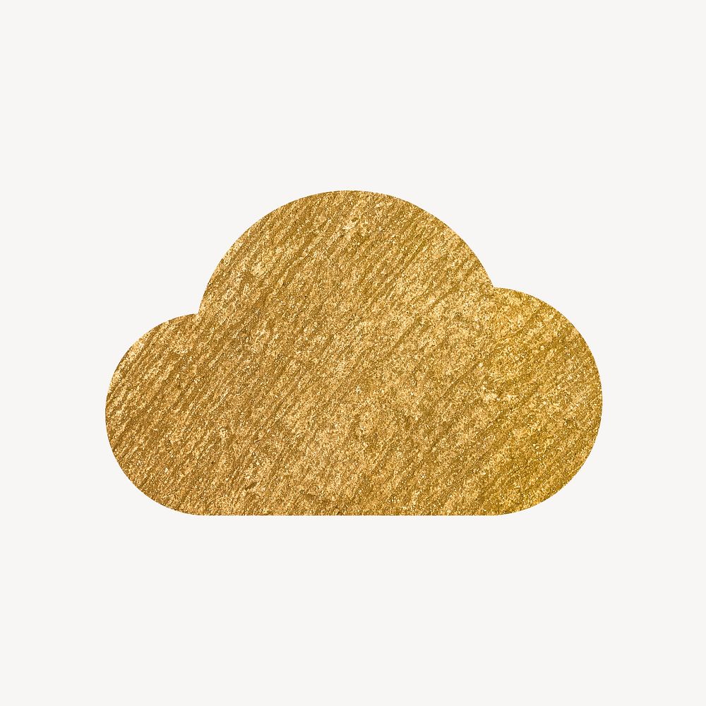 Cloud storage icon, gold illustration psd