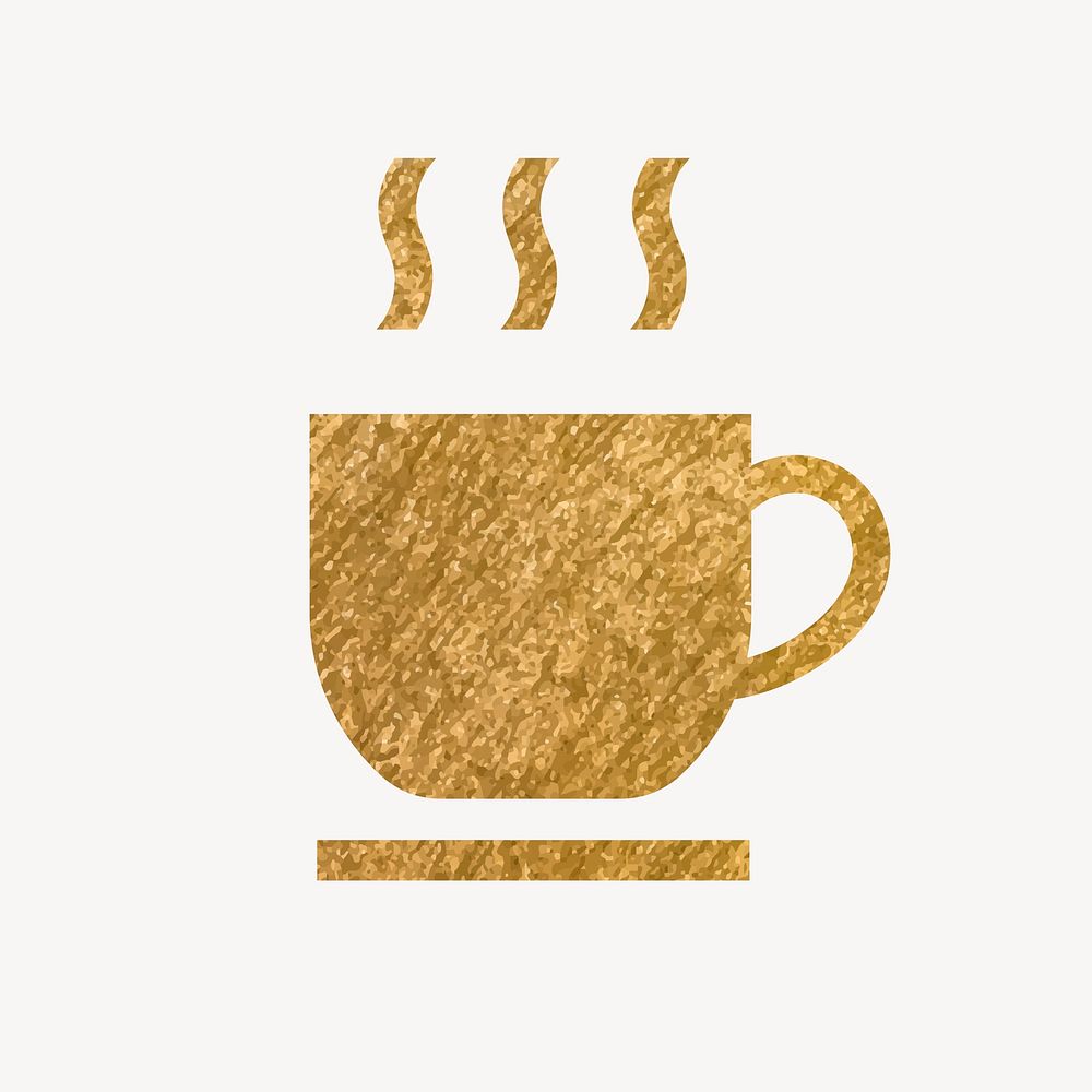 Coffee mug, cafe icon, gold illustration vector