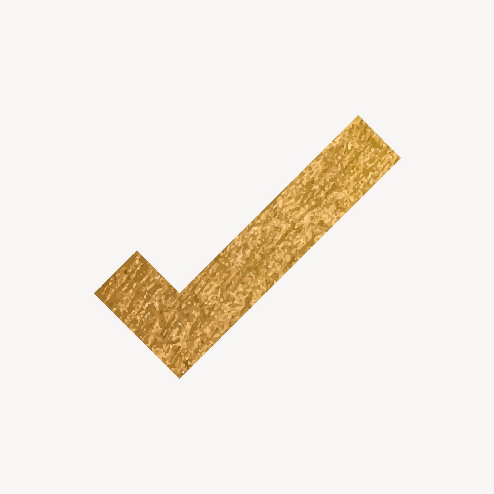 Check mark icon, gold illustration vector