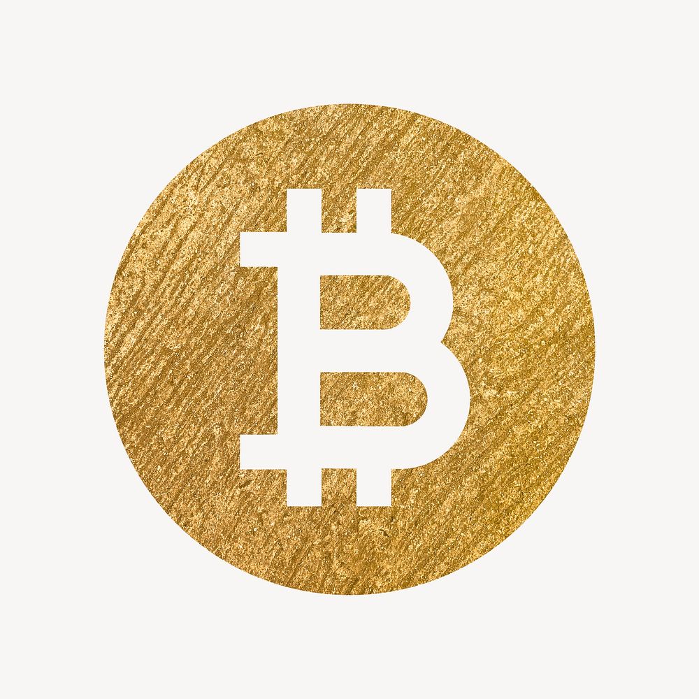 Bitcoin cryptocurrency icon, gold illustration psd