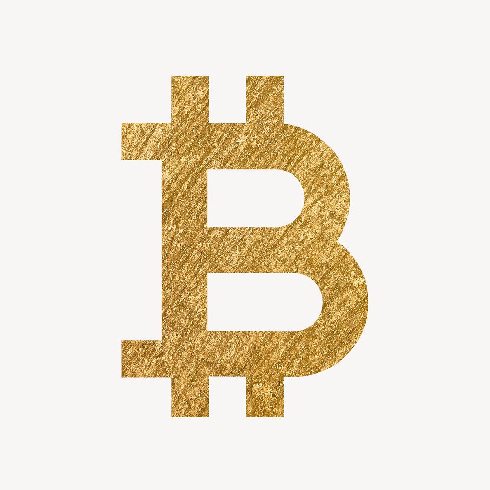 Bitcoin cryptocurrency icon, gold illustration psd