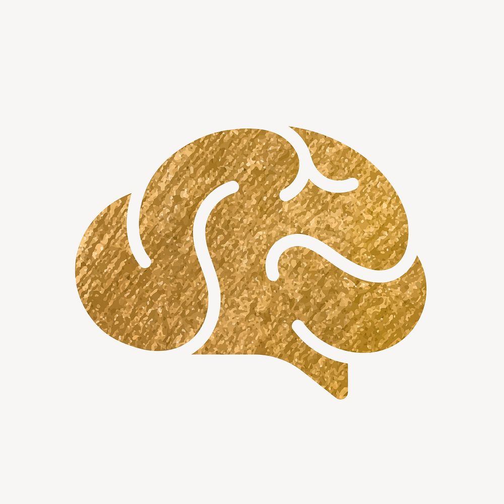 Brain, education icon, gold illustration vector