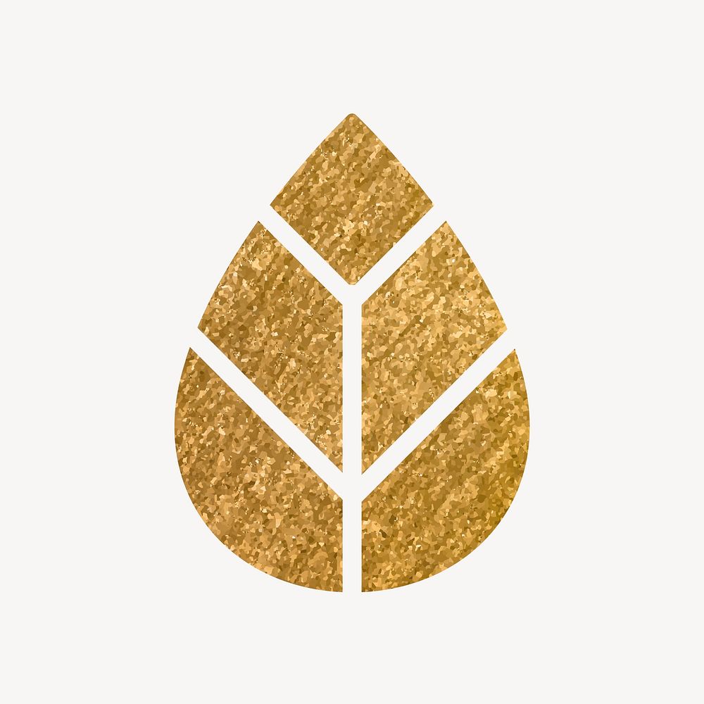 Leaf, environment icon, gold illustration vector