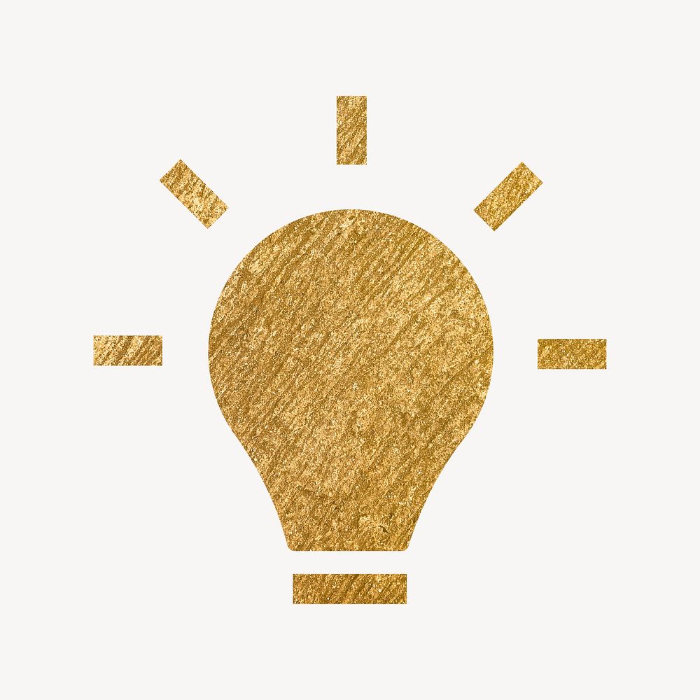 Light bulb icon, gold illustration psd