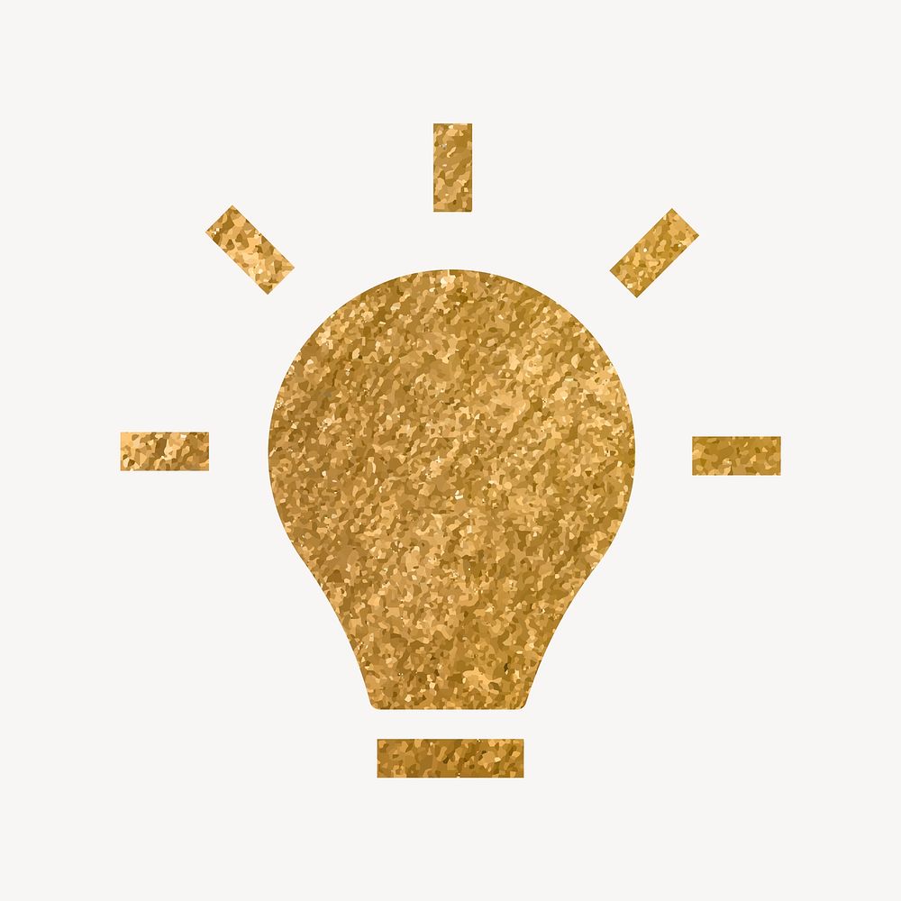 Light bulb icon, gold illustration vector