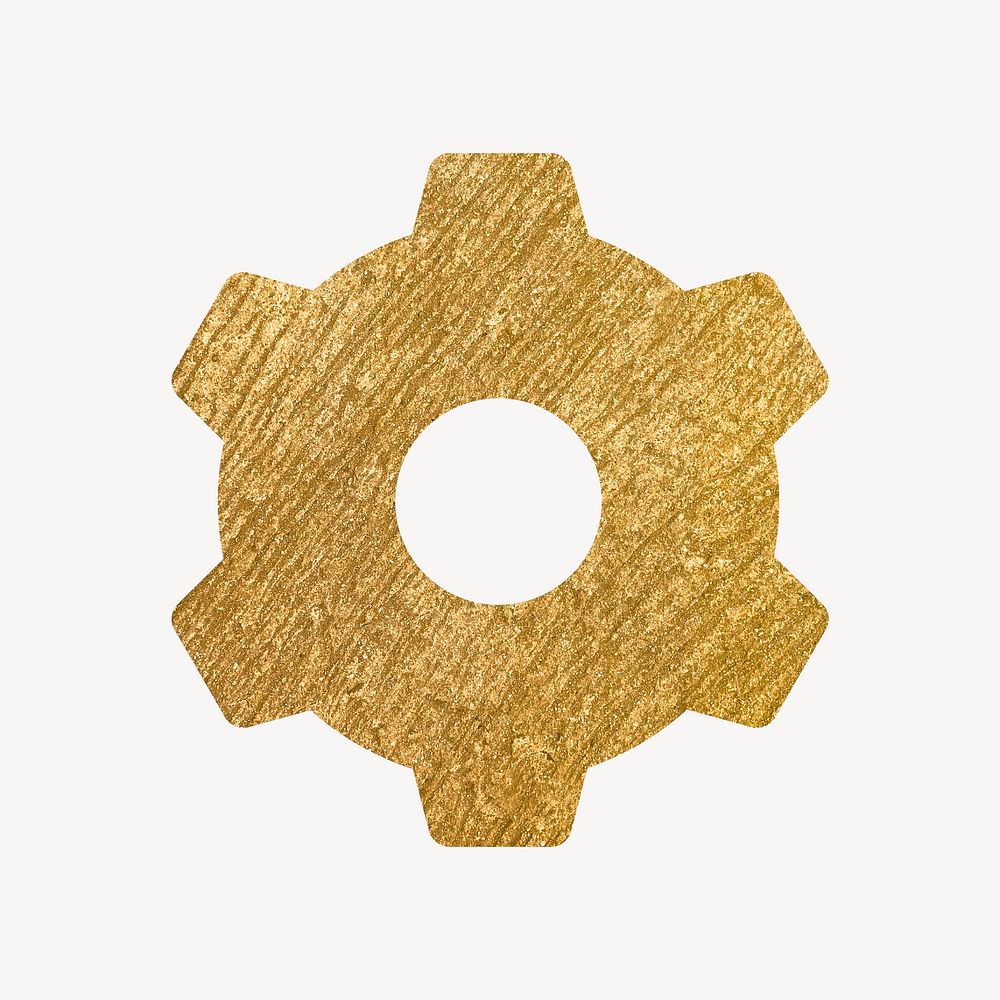 Cog, settings icon, gold illustration