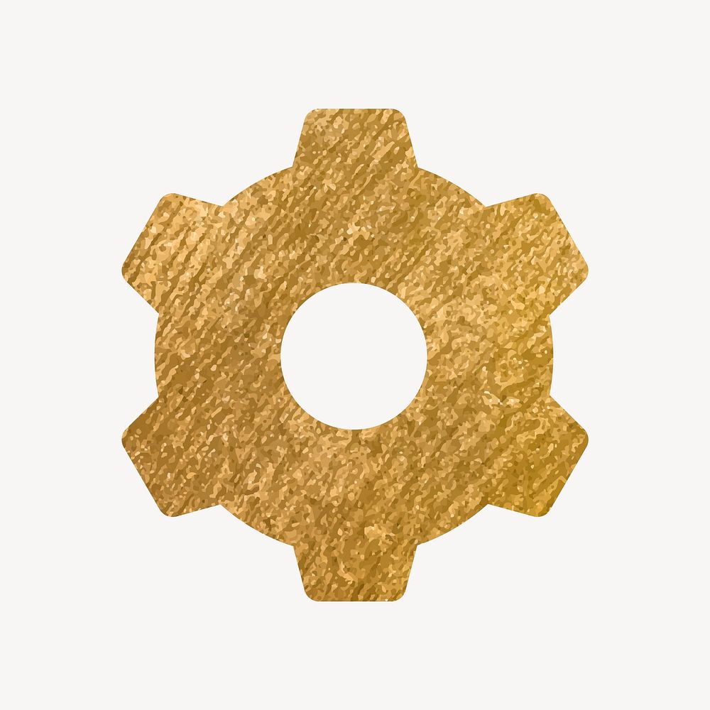 Cog, settings icon, gold illustration vector