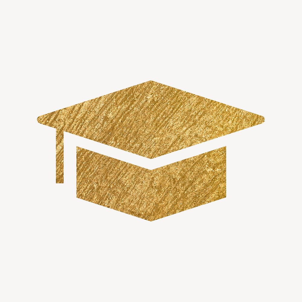 Graduation cap, education icon, gold illustration