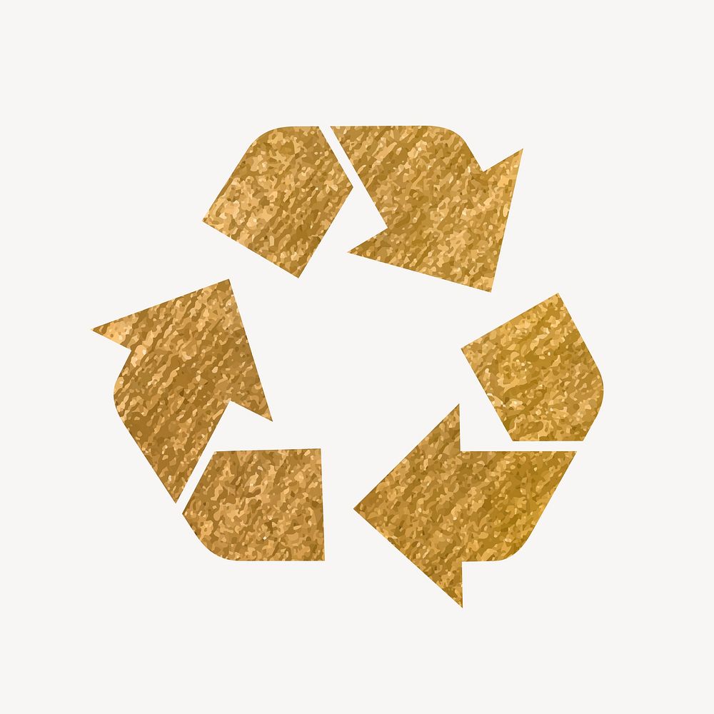 Recycle, environment icon, gold illustration vector