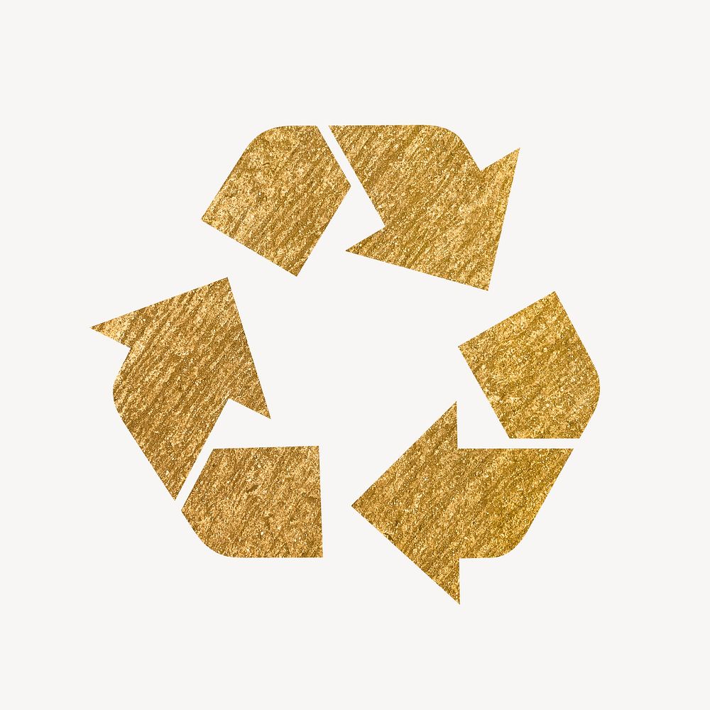 Recycle, environment icon, gold illustration psd