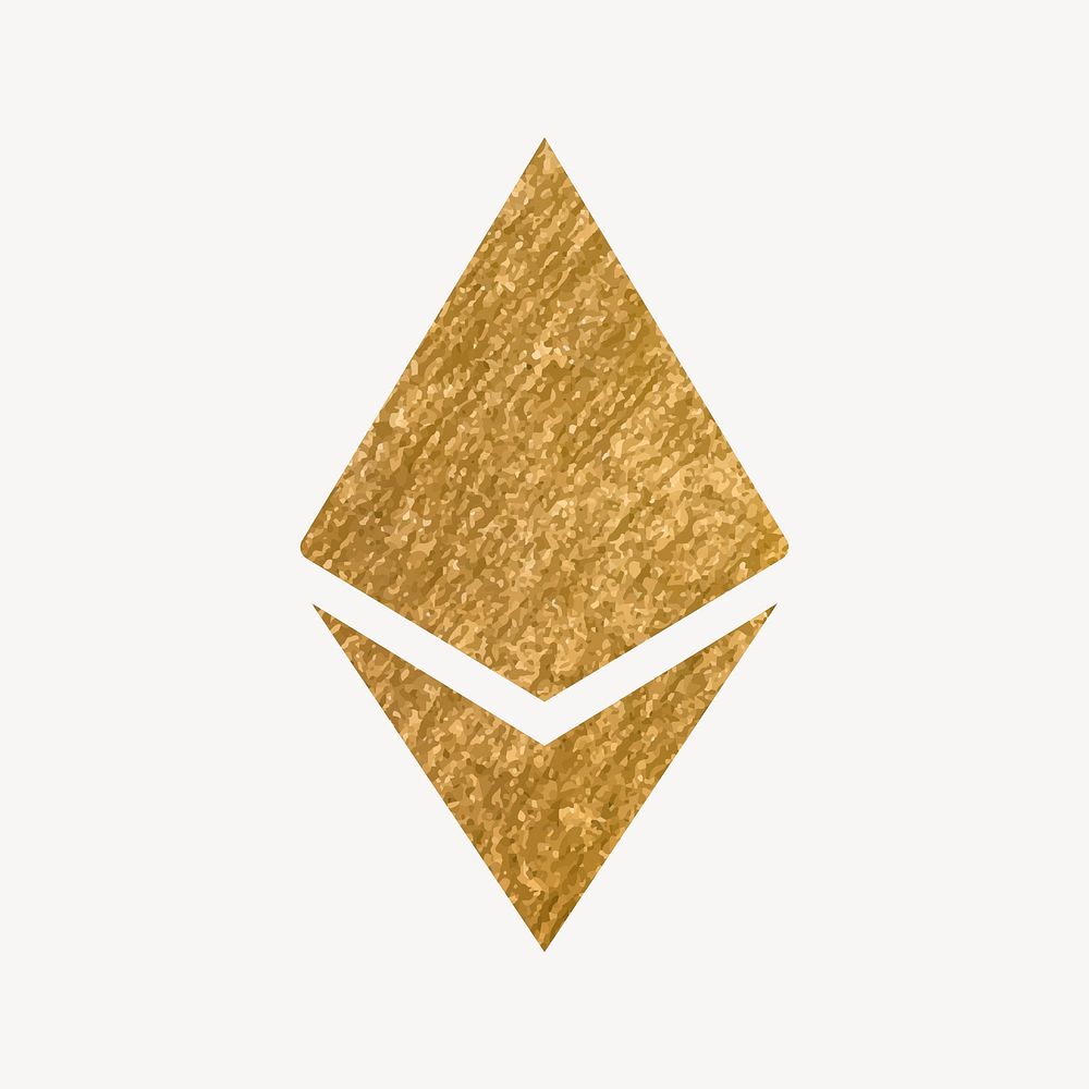 Ethereum cryptocurrency icon, gold illustration vector