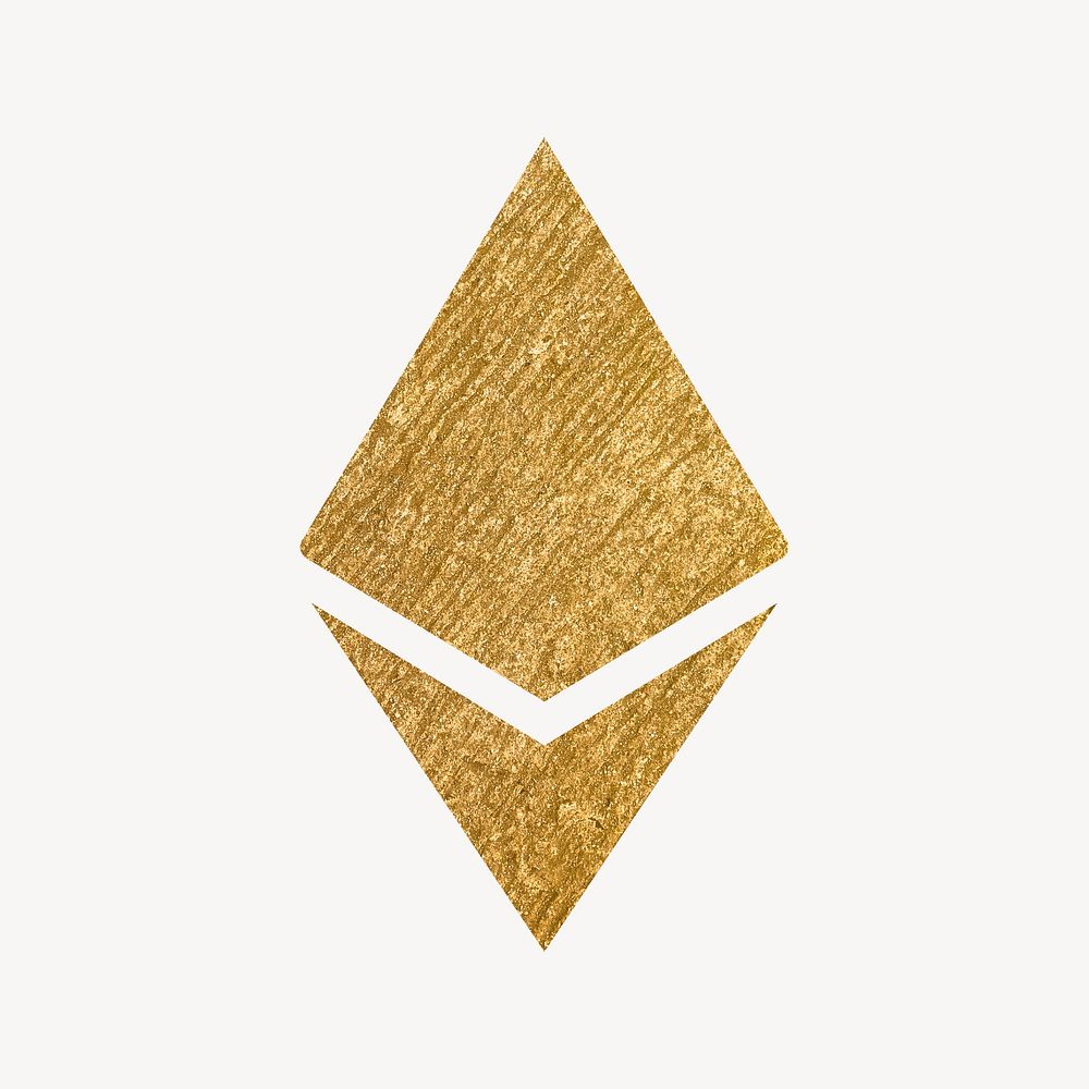 Ethereum cryptocurrency icon, gold illustration