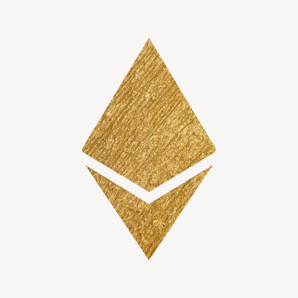Ethereum cryptocurrency icon, gold illustration psd