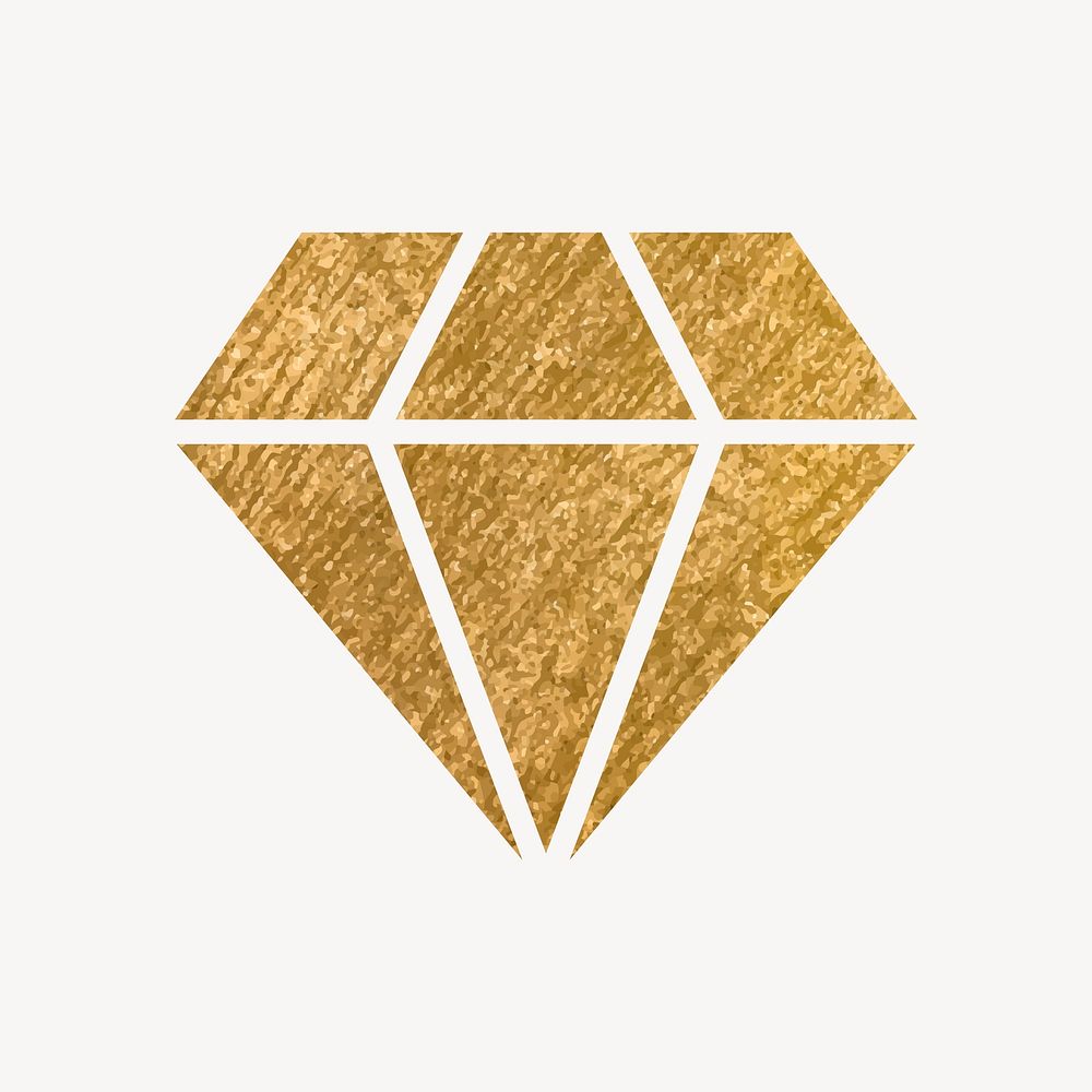 Diamond shape icon, gold illustration vector