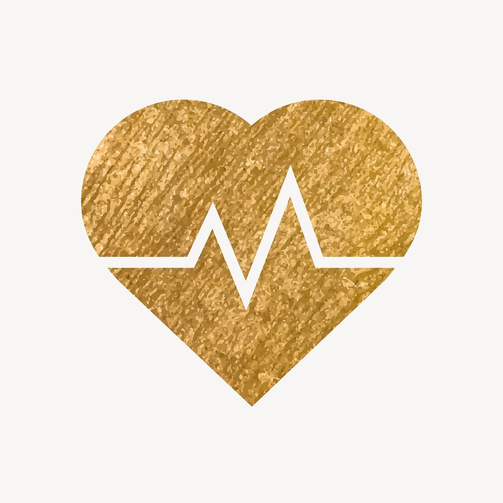 Heartbeat, health icon, gold illustration vector