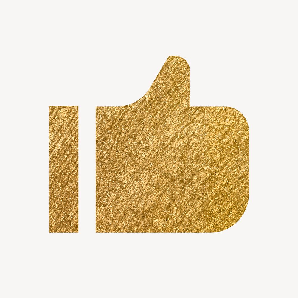 Thumbs up, like icon, gold illustration psd