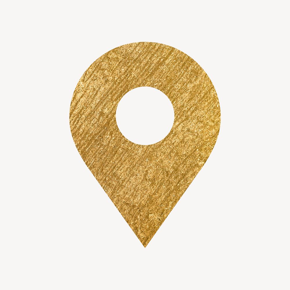 Location pin icon, gold illustration psd