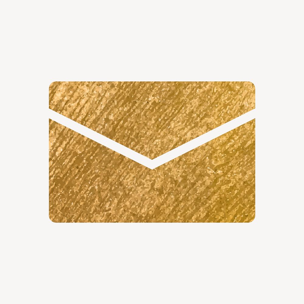 Envelope email icon, gold illustration vector
