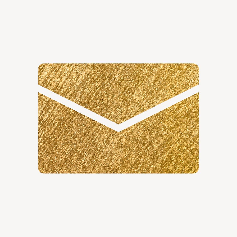 Envelope email icon, gold illustration psd
