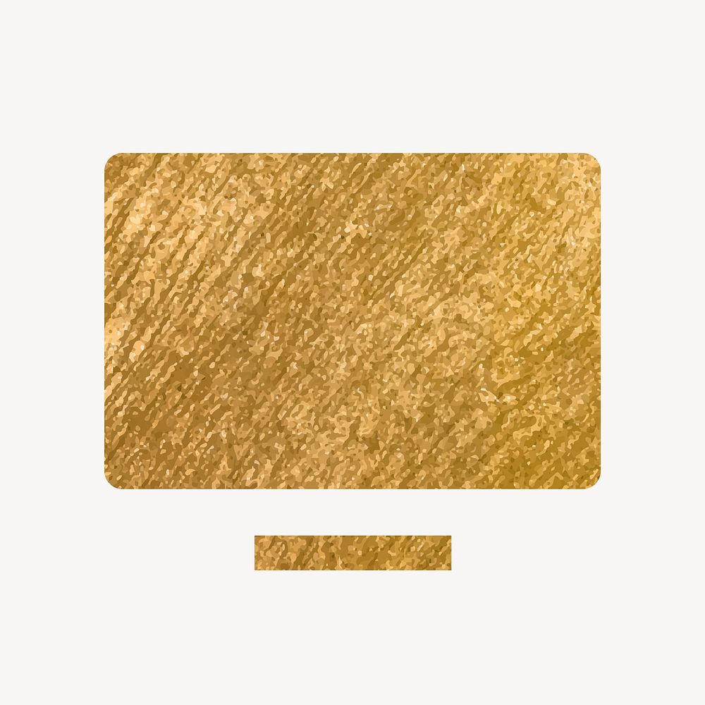 Computer screen icon, gold illustration vector