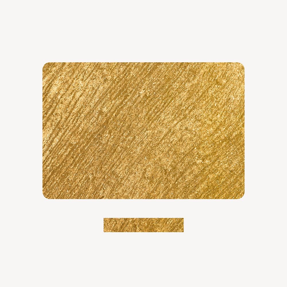 Computer screen icon, gold illustration psd