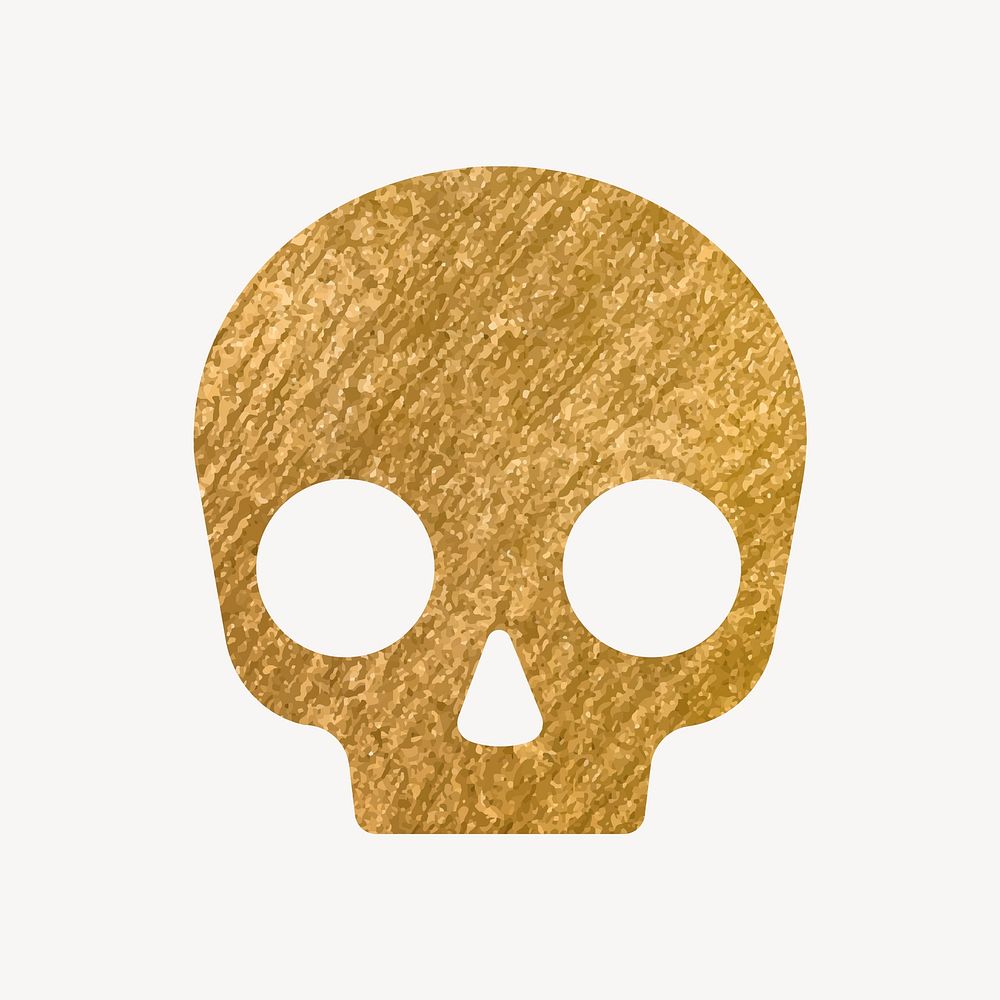 Human skull icon, gold illustration vector