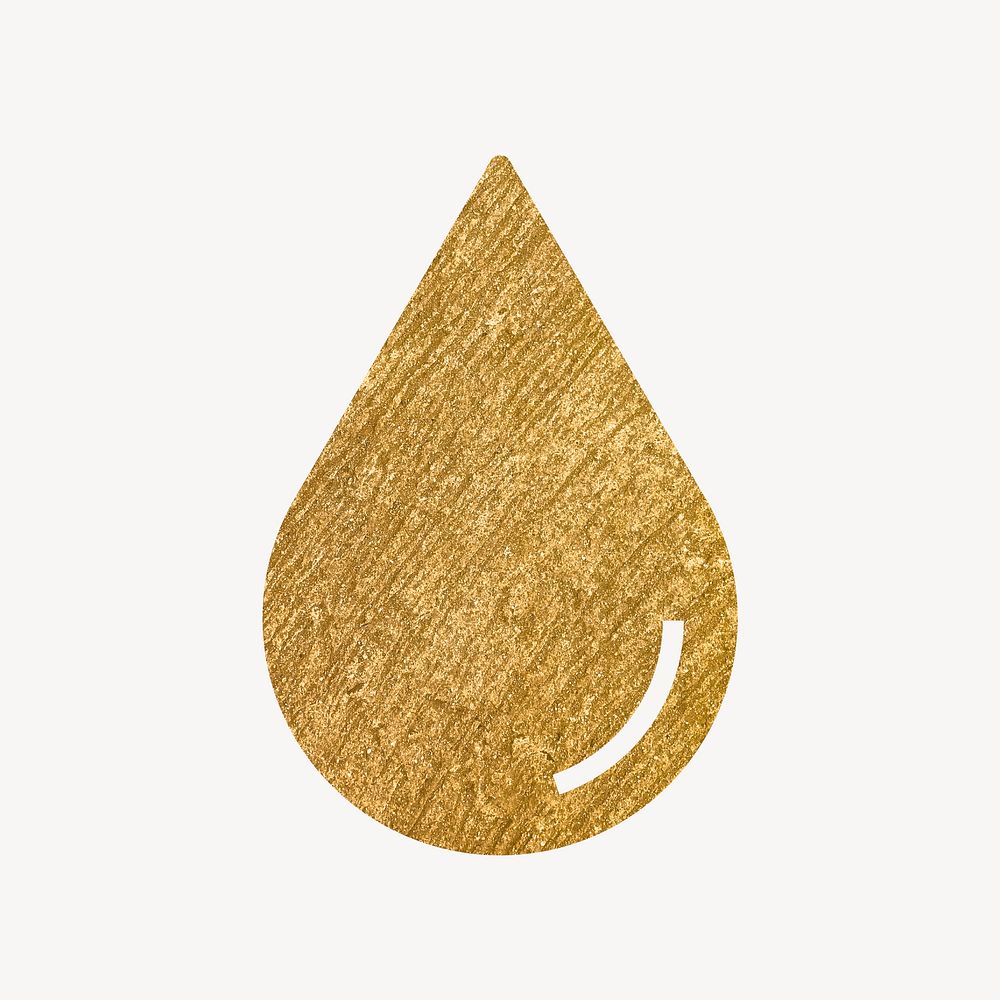 Water drop, environment icon, gold illustration psd