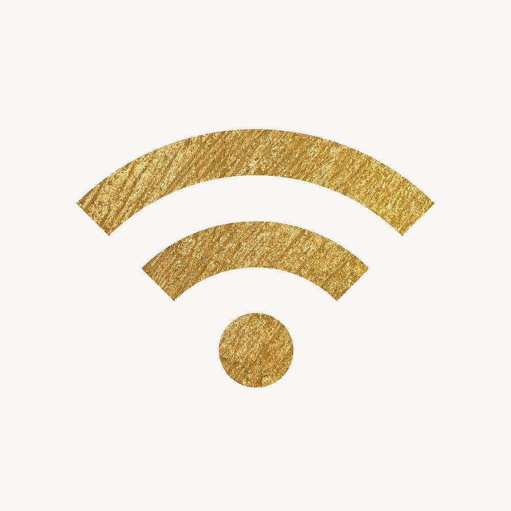 Wifi network icon, gold illustration psd