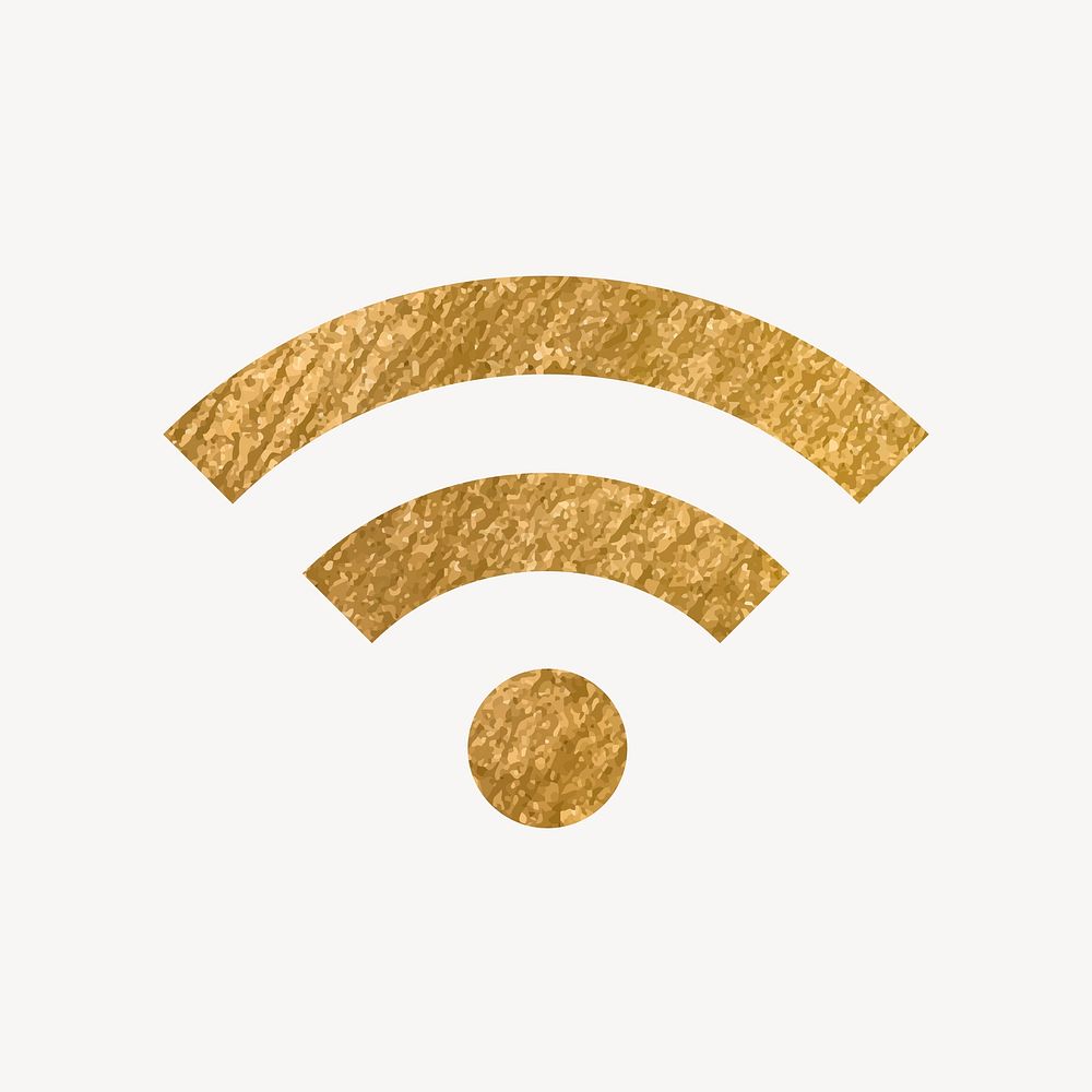 Wifi network icon, gold illustration vector