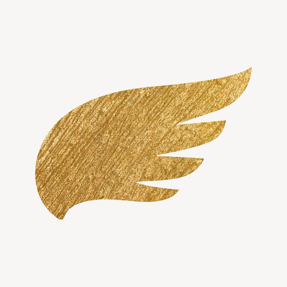 Wing icon, gold illustration psd