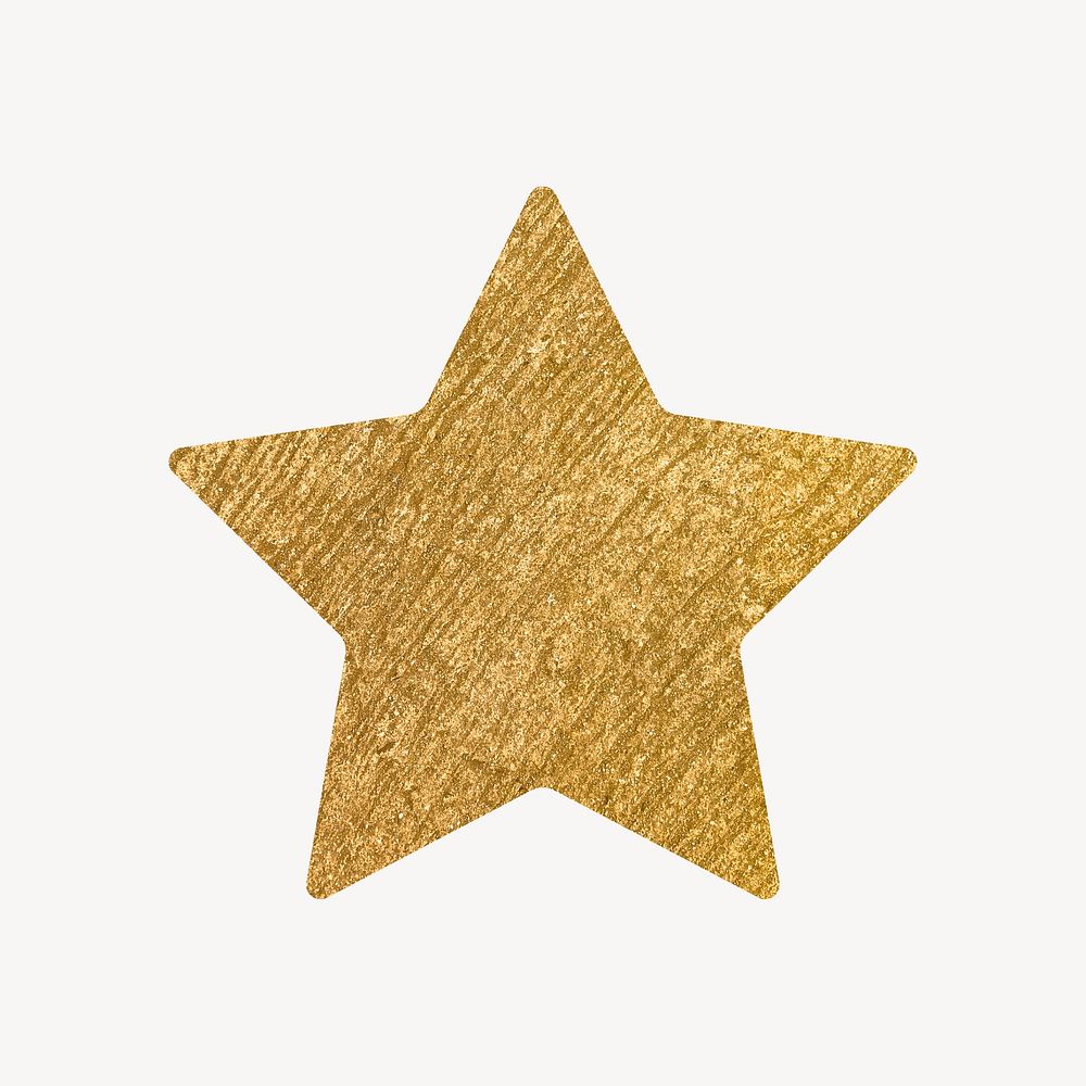 Star shape icon, gold illustration psd